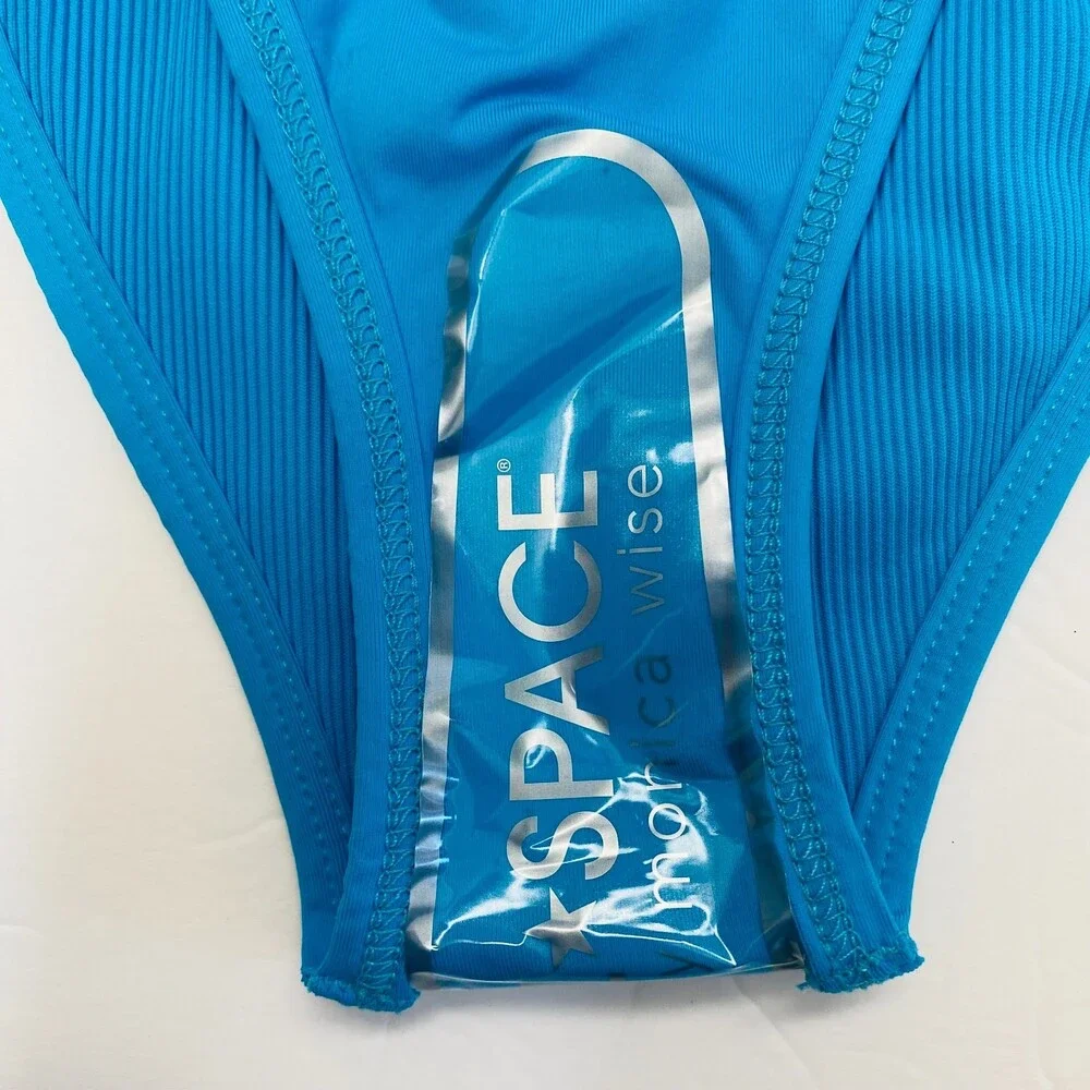 NWT L*SPACE Ribbed Frenchi Bikini Bottom Bitsy Electric Blue Size S